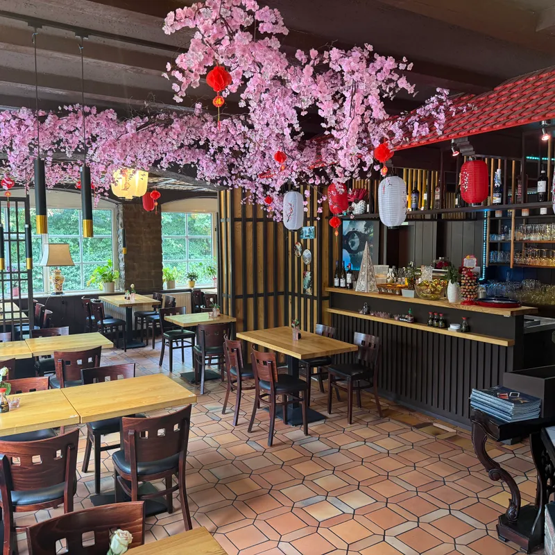 Bar-Ecke bei Musuko unter der Sakura-Girlande